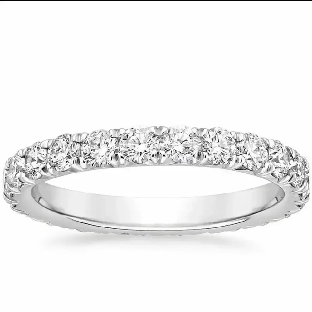 Round brilliant eternity wedding band